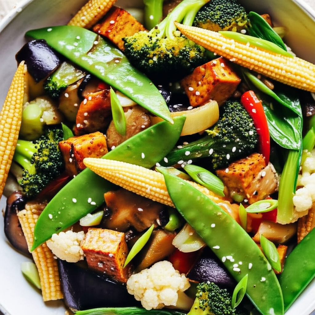 Asian Vegetables With Tofu And Coconut Milk image