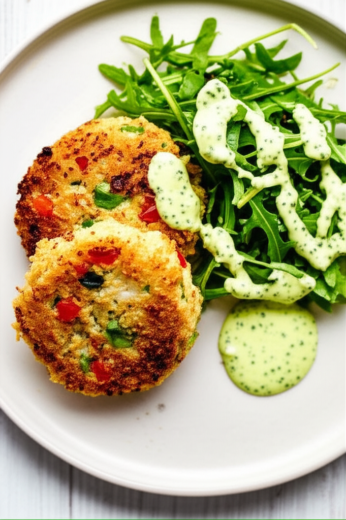 Asian Style Crab Cakes With Wasabi Caper Sauce image