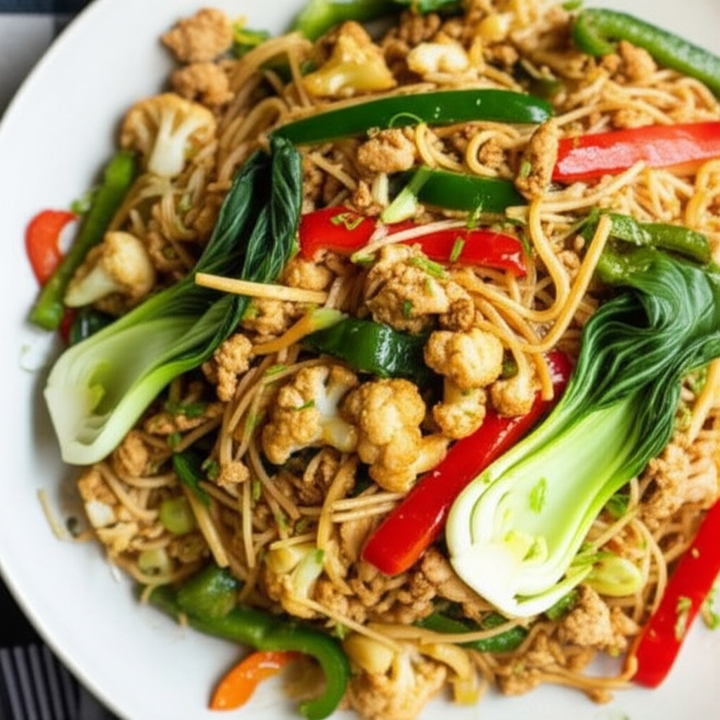 Asian Style Ground Chicken And Noodles image