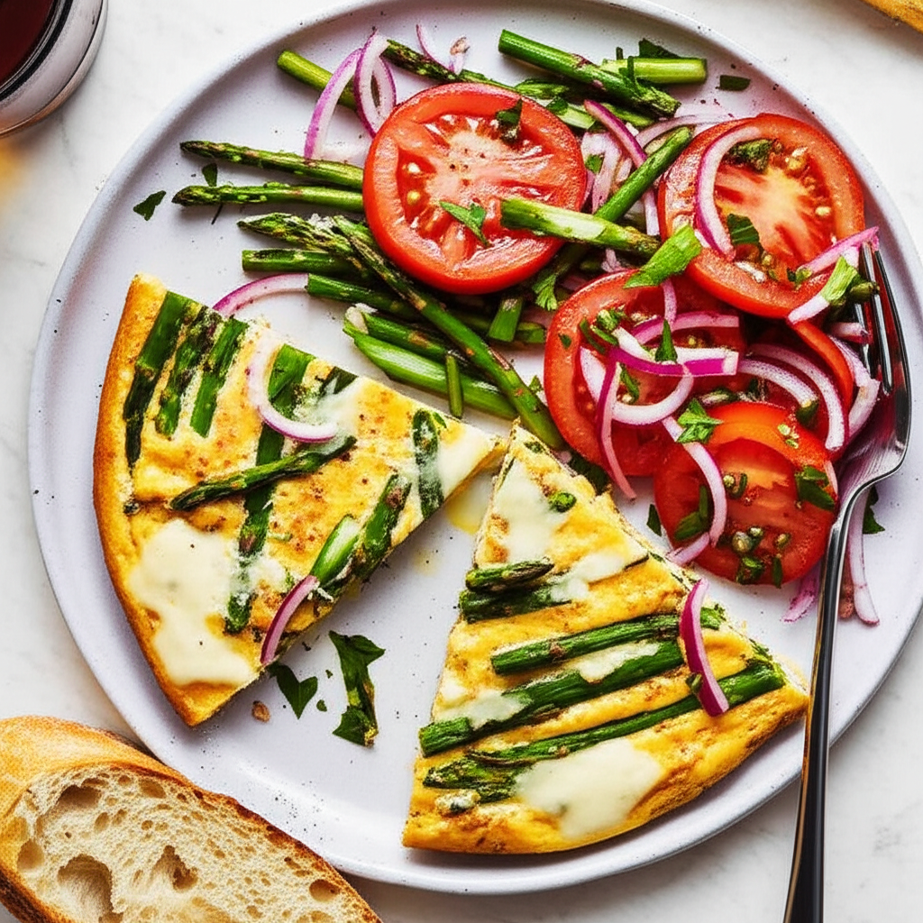 Asparagus Fontina Frittata W Sliced Tomato Red Onion image
