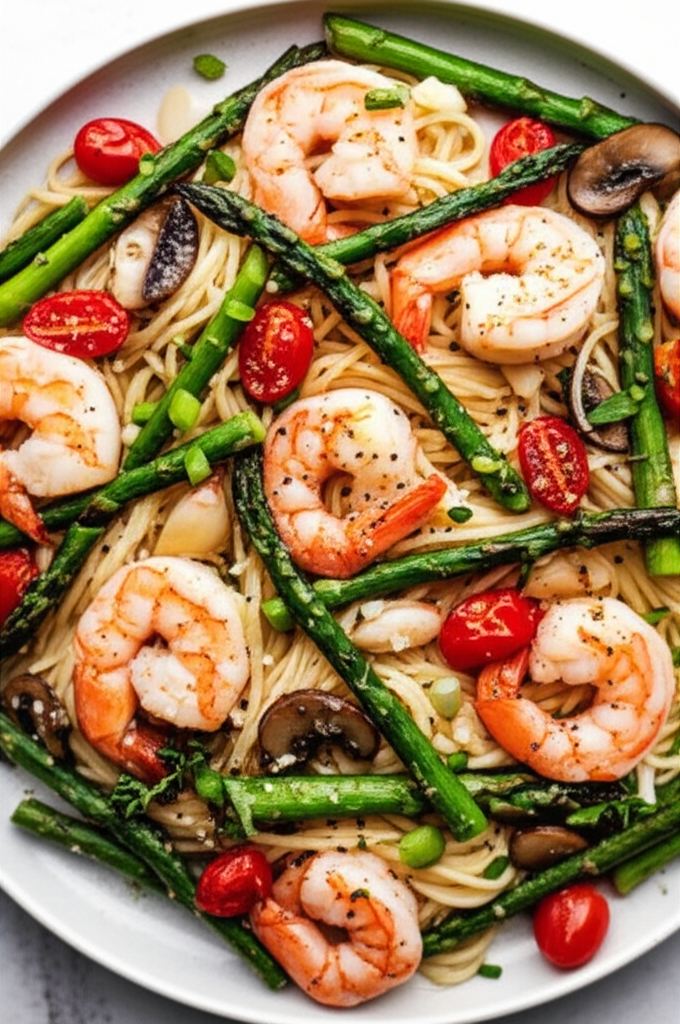 Asparagus N Shrimp With Angel Hair image