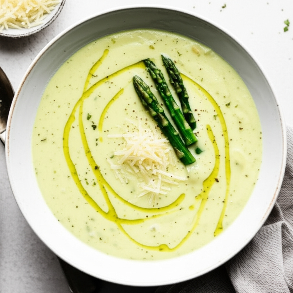 Asparagus Or Broccoli And Fontina Cheese Soup image