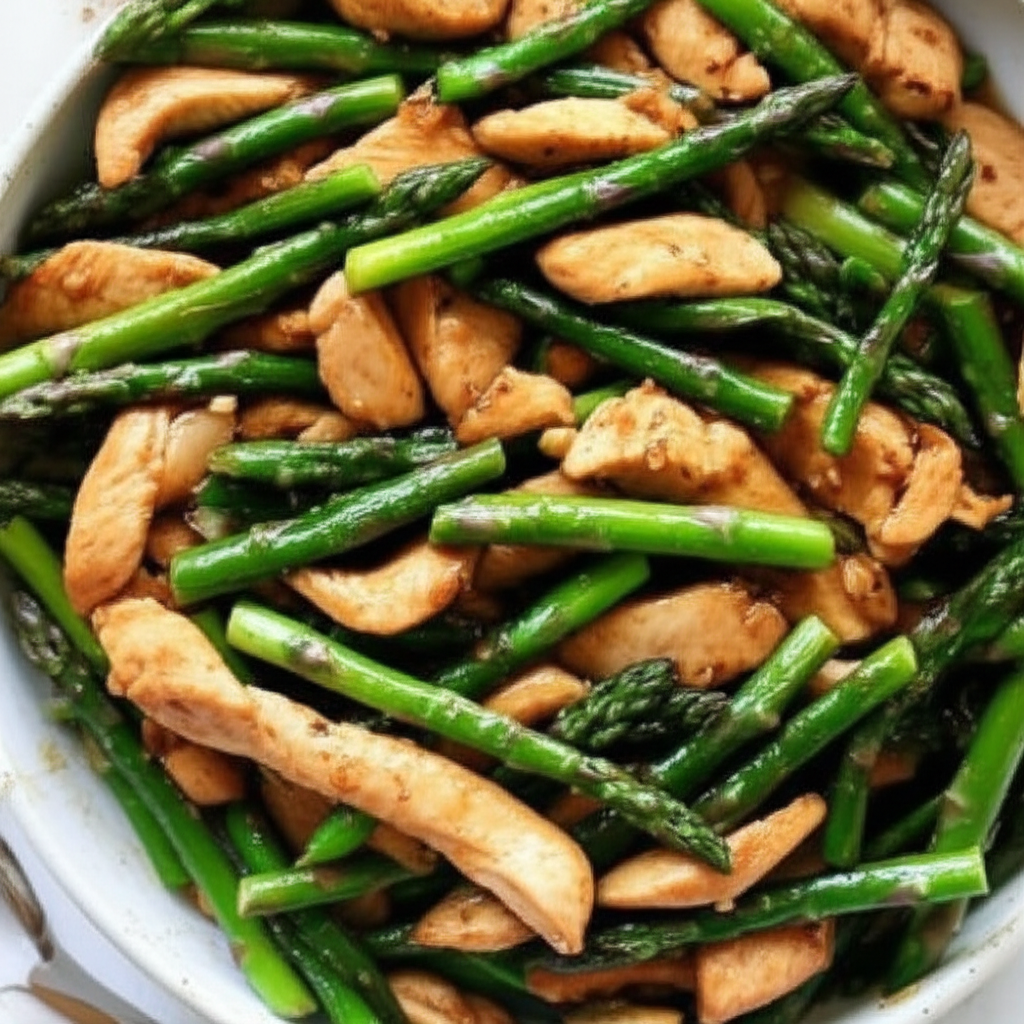 15 Minute Stir Fried Chicken Asparagus image