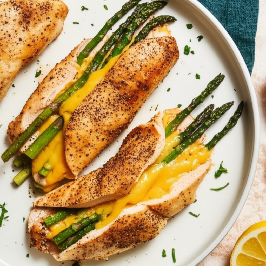 Asparagus And Cheddar Stuffed Chicken Breasts image