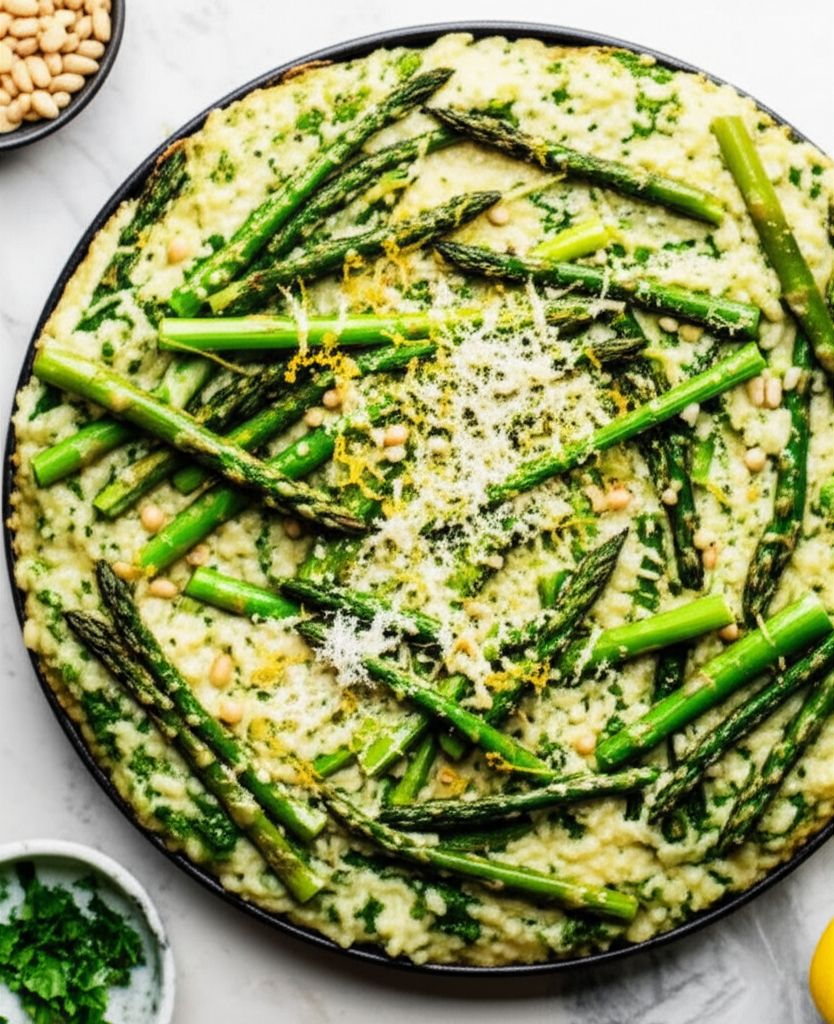 Asparagus And Parsley Pesto Risotto Bake image