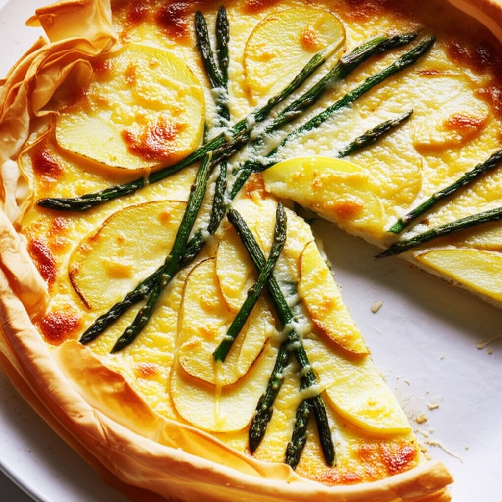 Asparagus And Potato Tart Jamie Oliver image