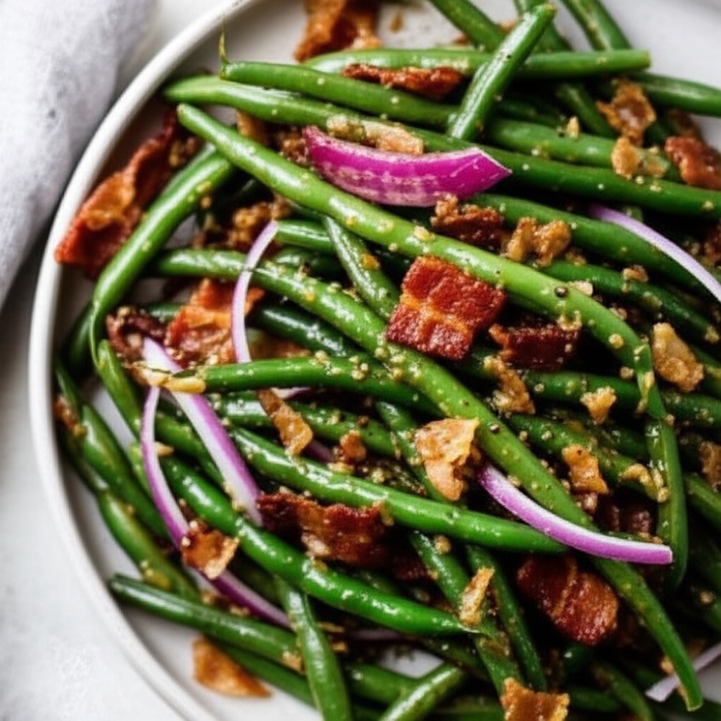 Green Beans With Lemon Mustard And Bacon image