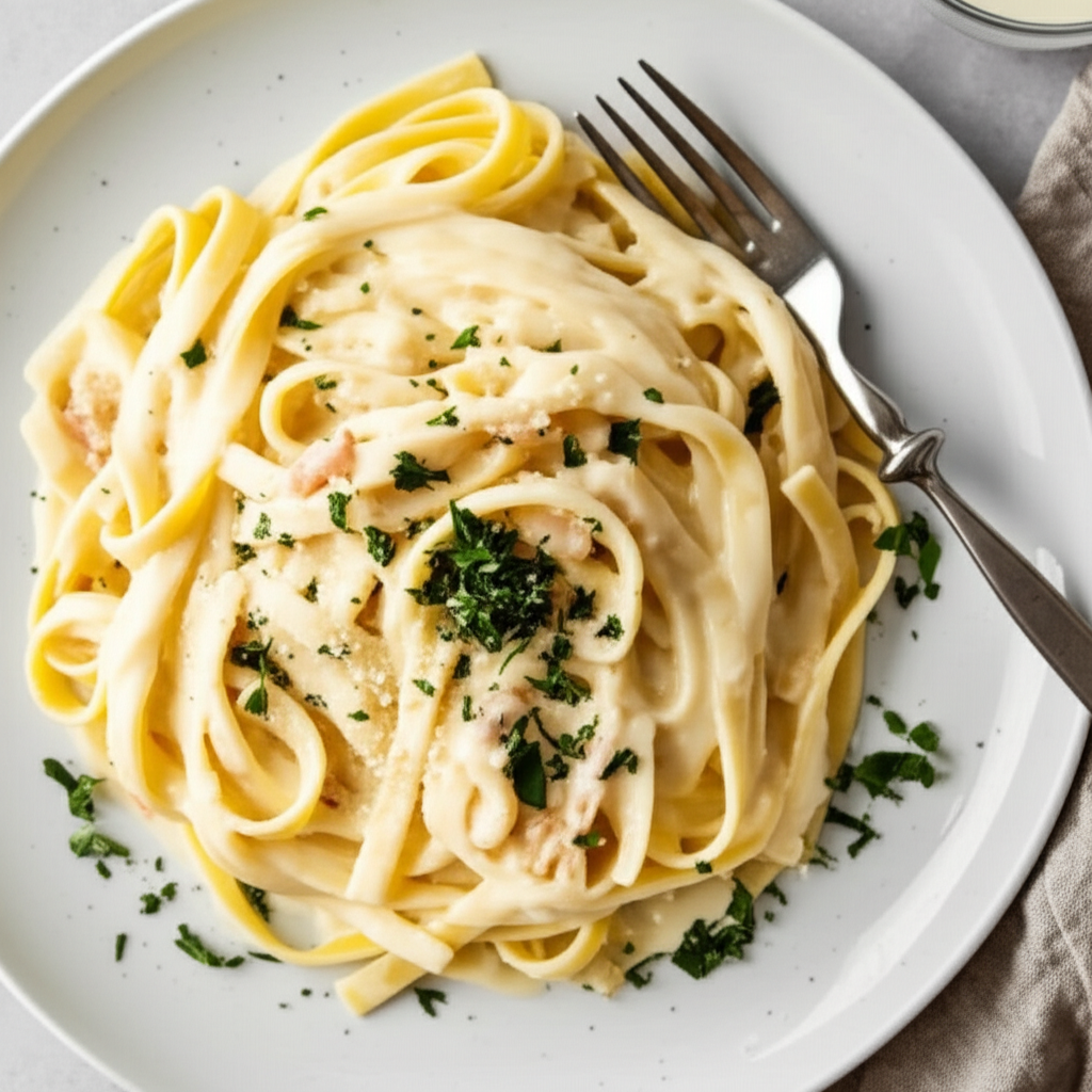 15 Minutes Creamy Fettuccine Alfredo image