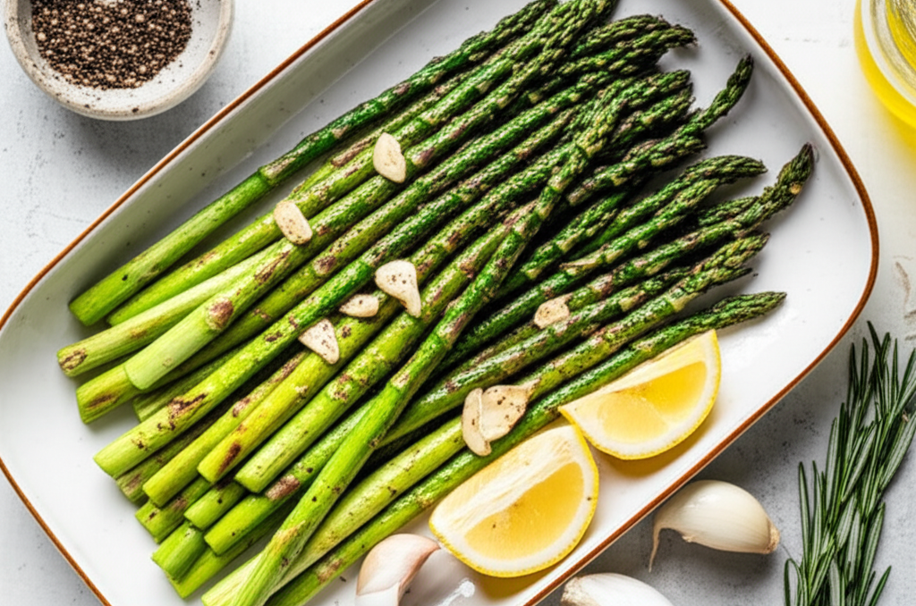 Asparagus Grilled With Garlic Rosemary And Lemon image