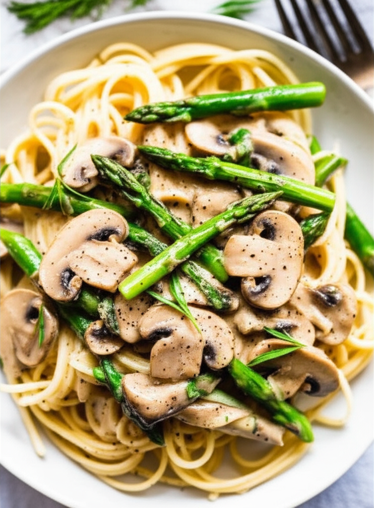 Asparagus Mushroom Pasta Sauce Moosewood image