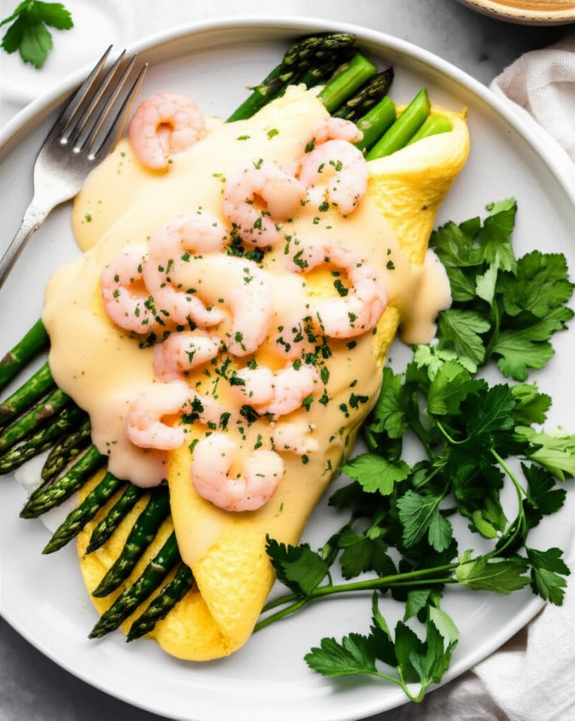 Asparagus Omelet W Shrimp Hollandaise Sauce For Andi image