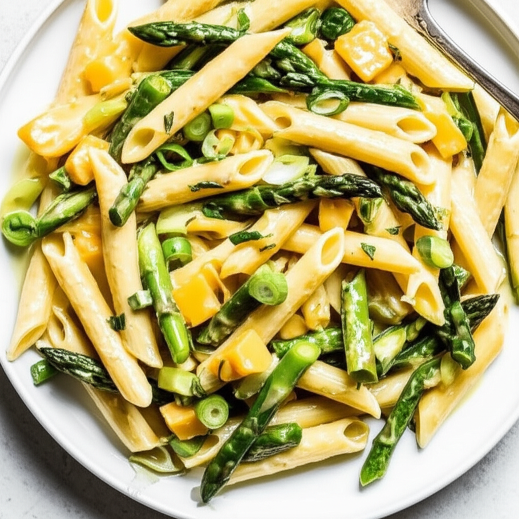 Asparagus Pasta Salad With A Creamy Lemon Dressing image