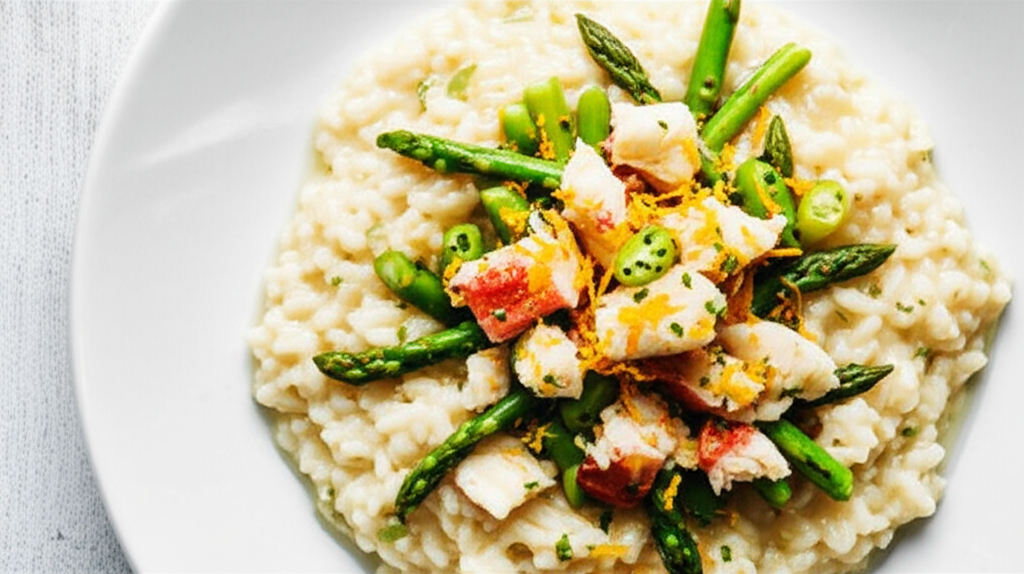 Asparagus Risotto With Crab And Orange Gremolada image