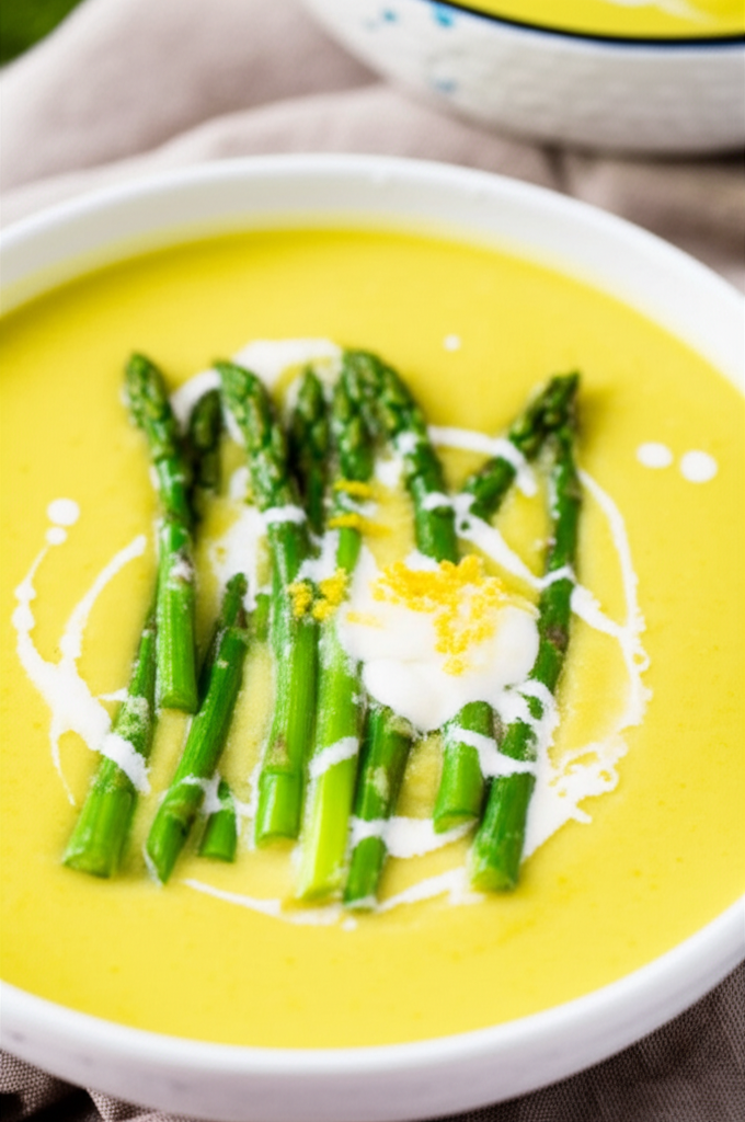 Asparagus Soup With Lemon Creme Fraiche image
