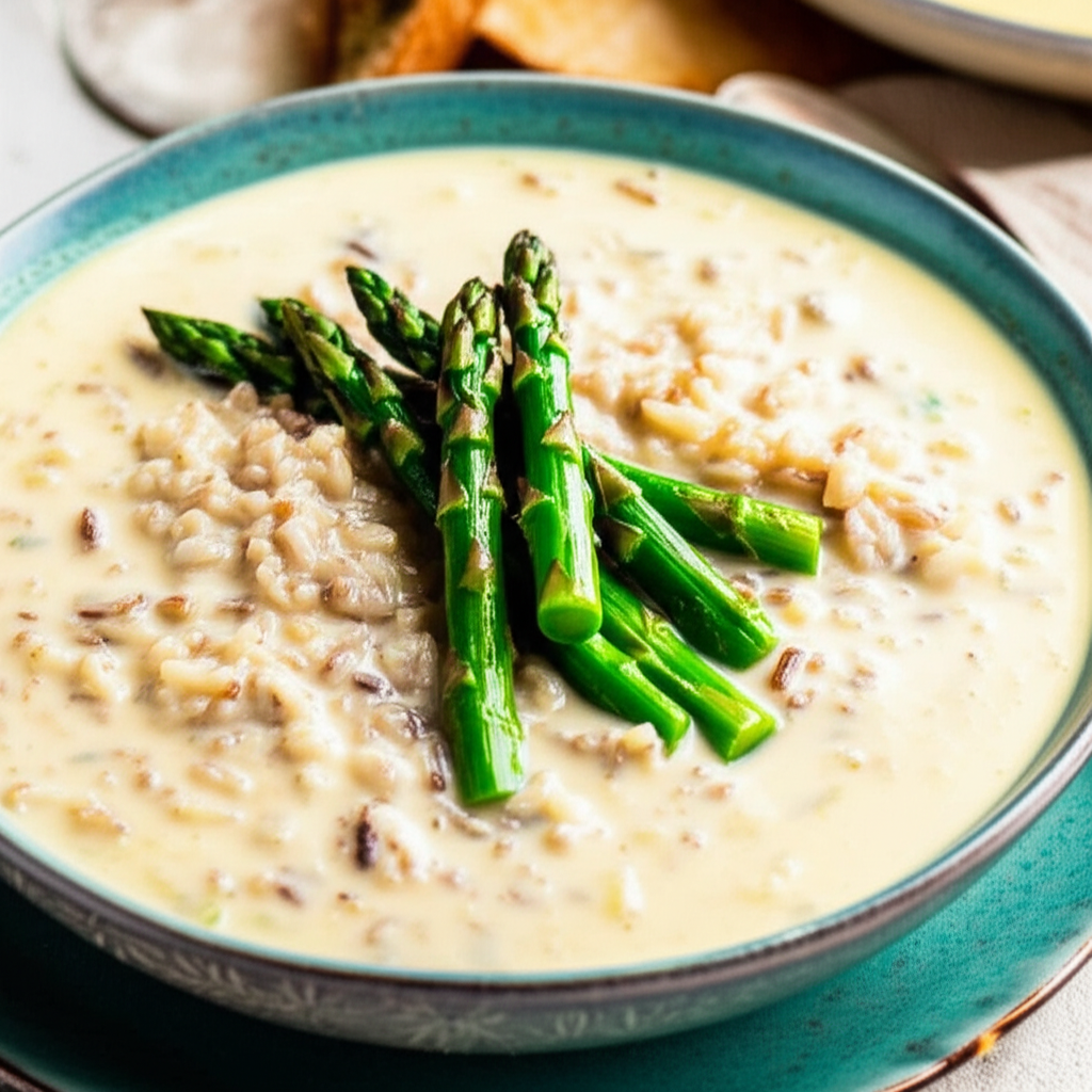 Asparagus Wild Rice Soup image