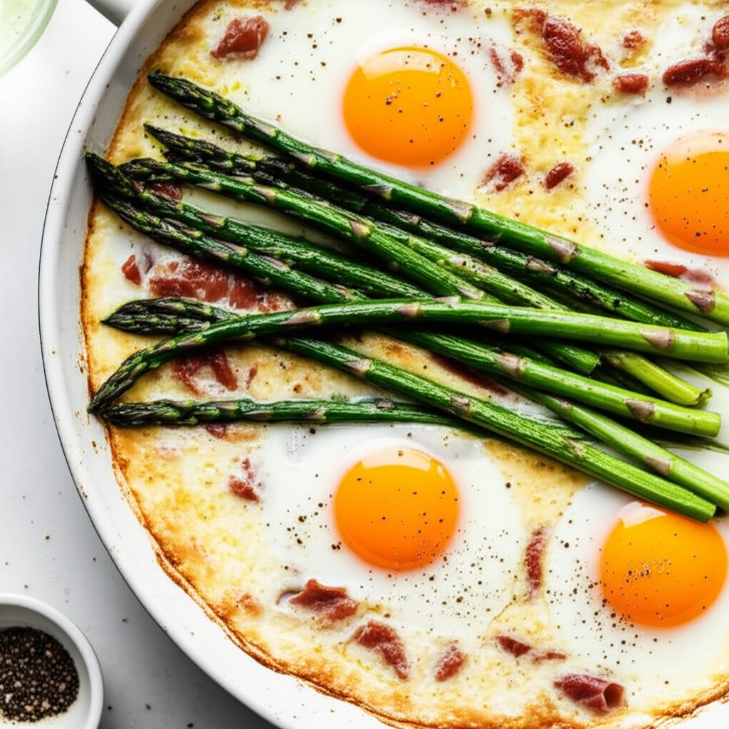 Asparagus With Eggs And Parmesan Cheese image