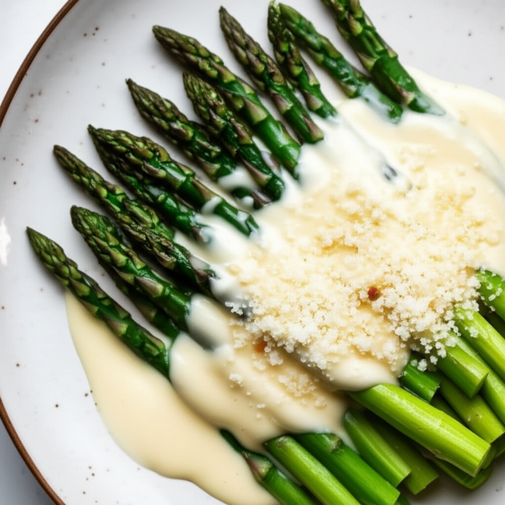 Asparagus With Fontina And Cream Sauce image