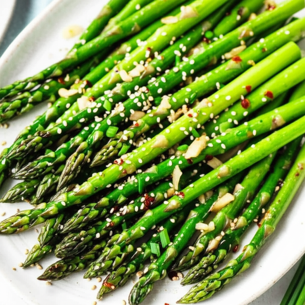 Asparagus With Garlic Ginger And Sesame image