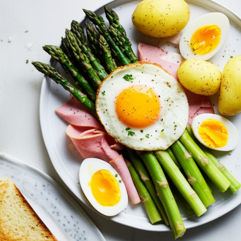 Asparagus With Ham And Eggs image