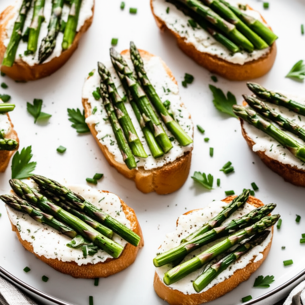 Asparagus With Herbed Cheese On Toast image