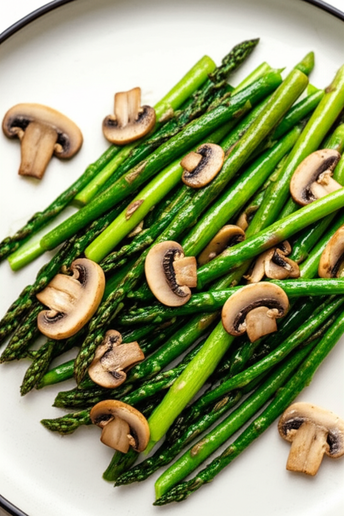 Asparagus With Mushrooms Fat Free And Delicious image